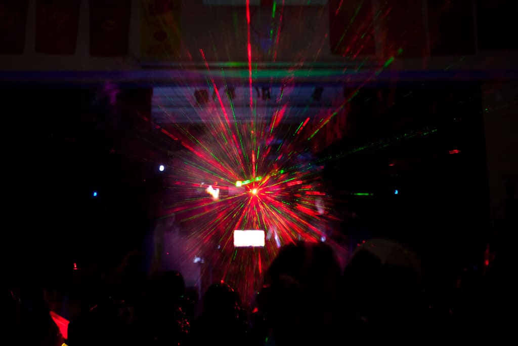 Calgary school dance DJ using lasers